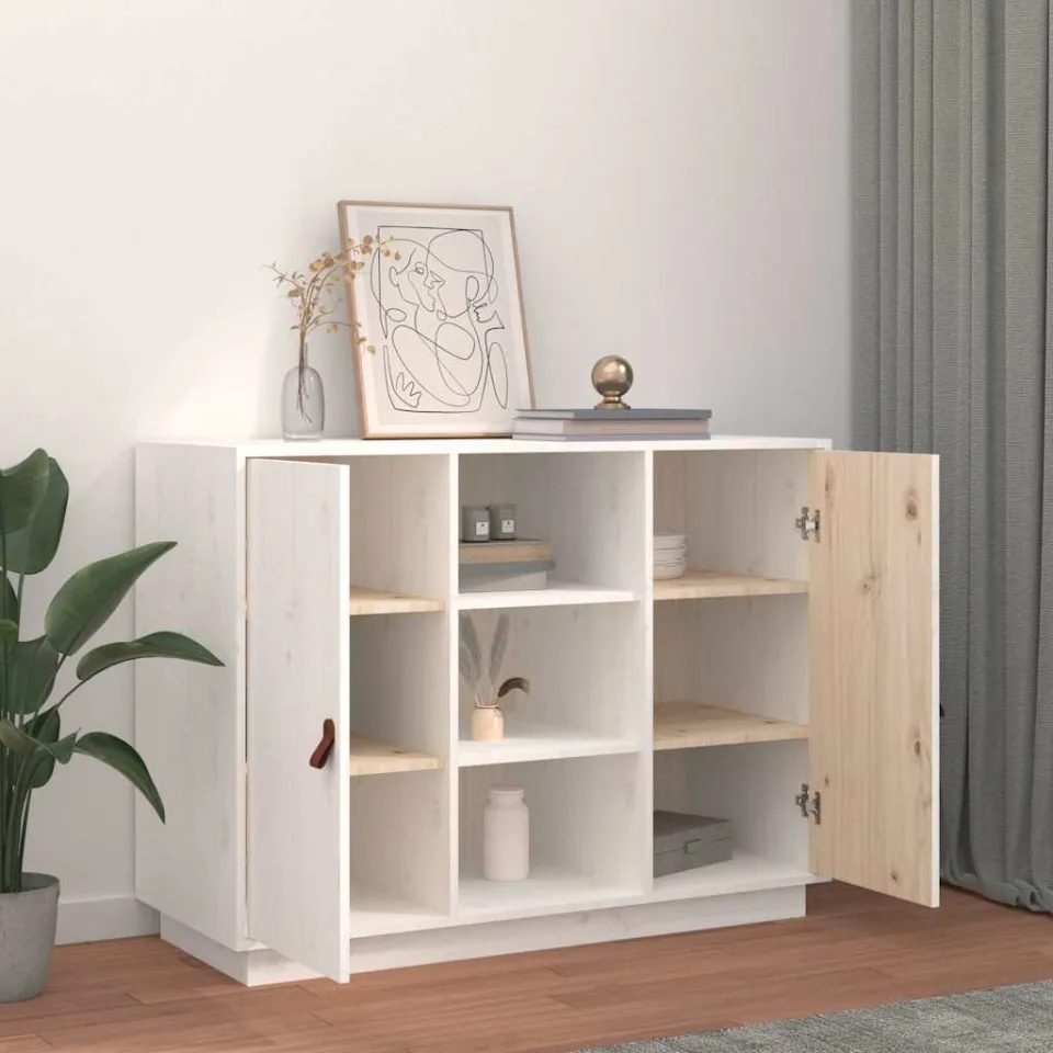 vidaXL Dressoir 100x40x75 cm massief grenenhout wit, foto 3
