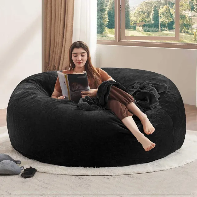 MODENUIT Zitzak 150 x 150 x 60 cm - Zitstoel En Logeerbed Voor Volwassenen - Voor Slaapkamer - Schuim - Zwart Black