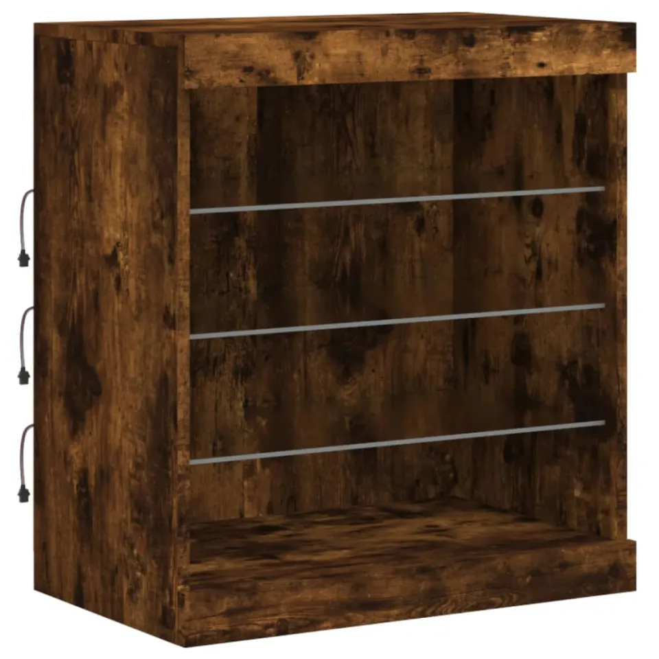 vidaXL Dressoir met LED-verlichting 60,5x37x67 cm gerookt eikenkleur Bruin