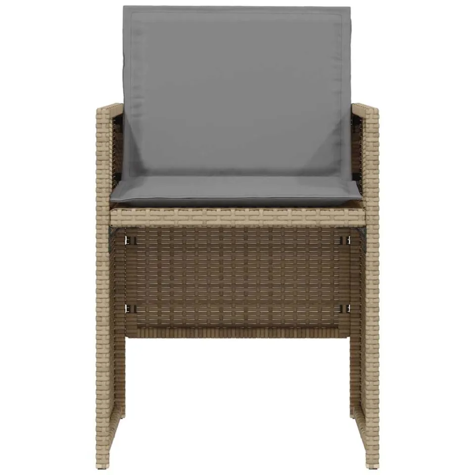 vidaXL 3-delige Bistroset met kussens poly rattan gemengd beige, foto 4