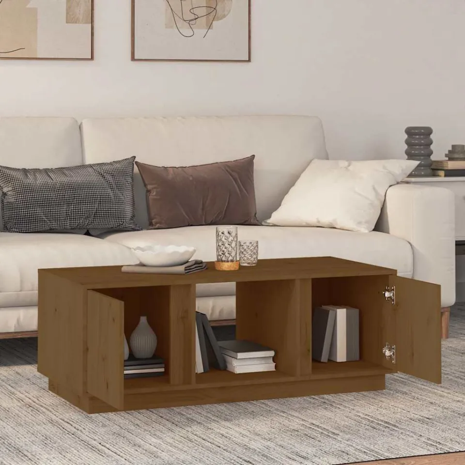 vidaXL Salontafel 110x50x40 cm massief grenenhout honingbruin bruin, foto 3
