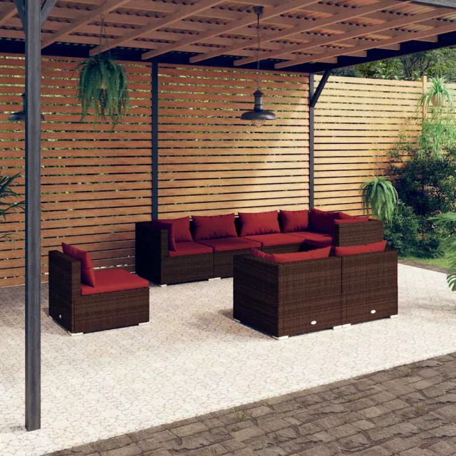 vidaXL 8-delige Loungeset met kussens poly rattan bruin, foto 2