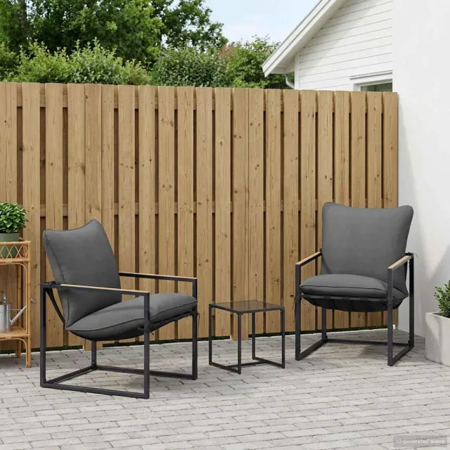 vidaXL Tuinbankenset 3 st Zwart en Anthraciet Staal, foto 2