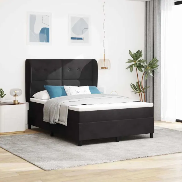 vidaXL Boxspringbed met hoofdeinde Zwart 200 x 160 cm Fluweel