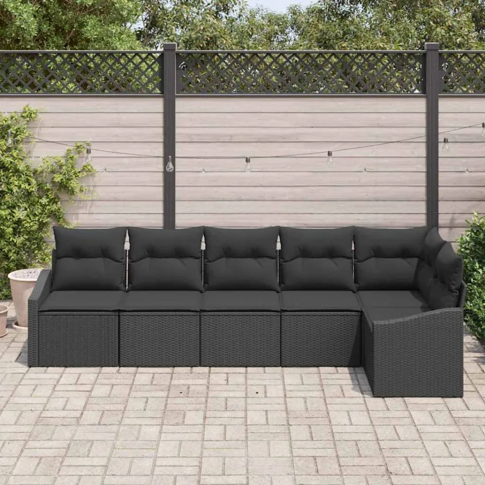 vidaXL Bankstel 6 st Zwart poly rattan, foto 3