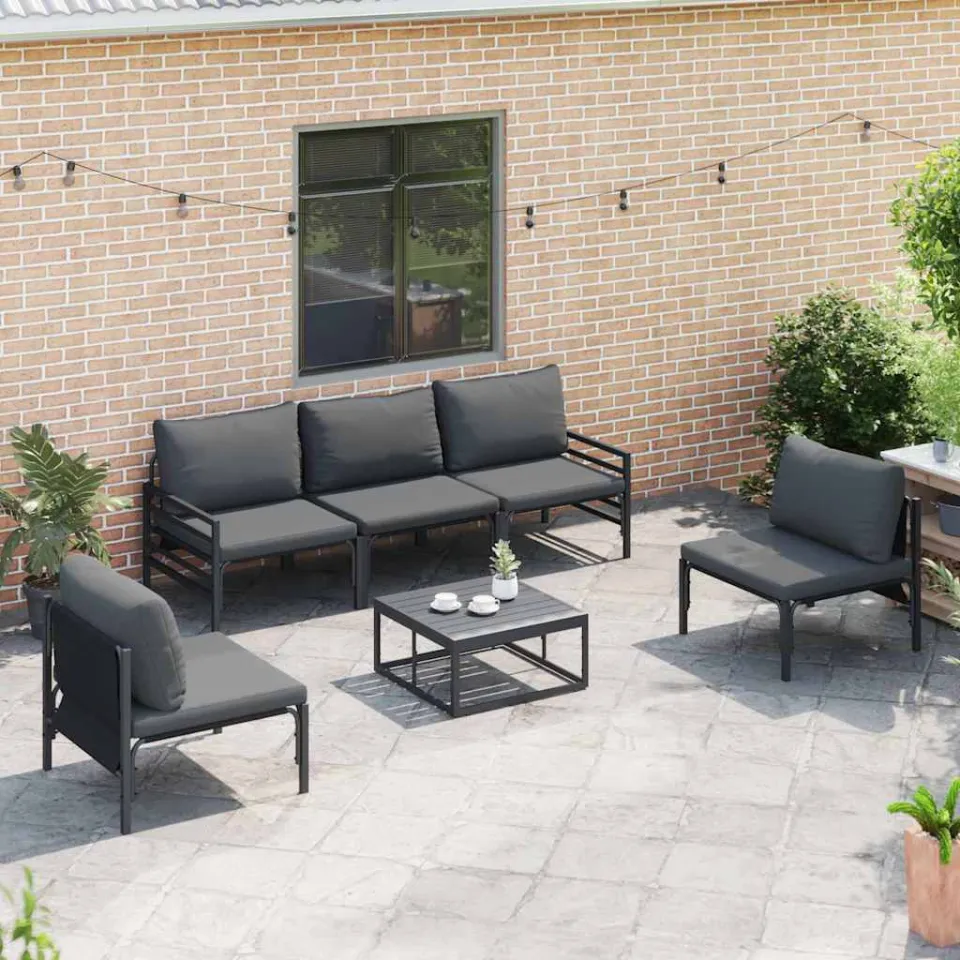 vidaXL Tuinbankenset 5 st Zwart Staal, foto 2