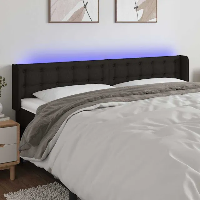 vidaXL Hoofdbord LED 203x16x78/88 cm stof zwart