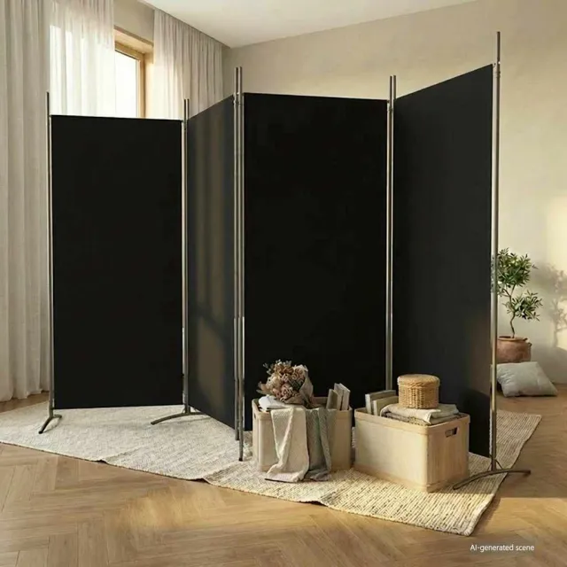 vidaXL Kamerscherm met 4 panelen 346x180 cm stof zwart, foto 2