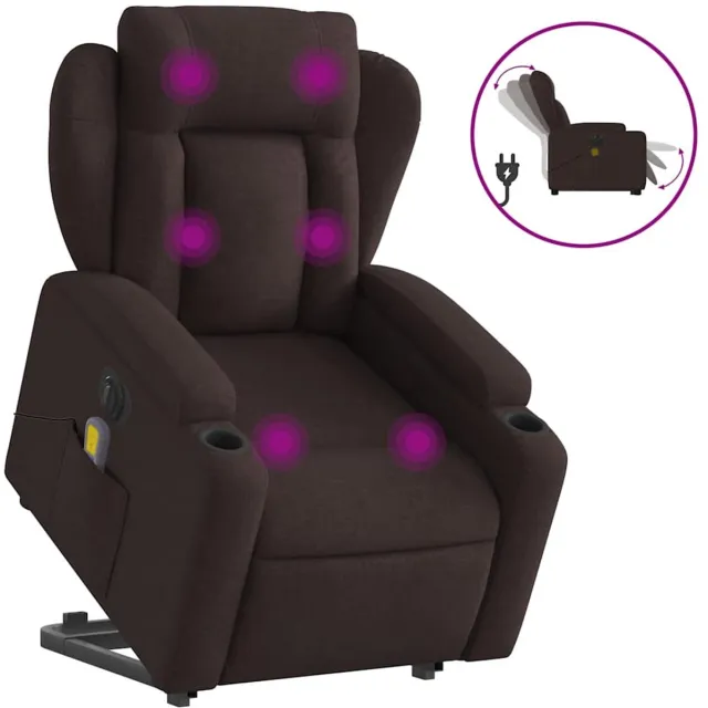 vidaXL Sta-op-massagestoel - elektrisch - verstelbaar - stof - donkerbruin