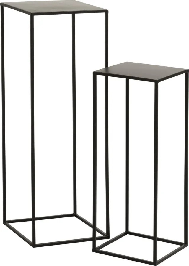 J-Line bijzettafel Vierkant - metaal - zwart - 2 stuks
