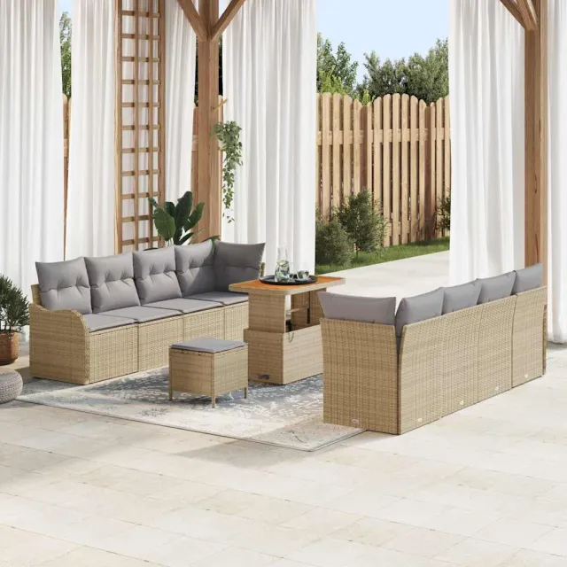 vidaXL Tuinbankenset 11 st Beige poly rattan, foto 2