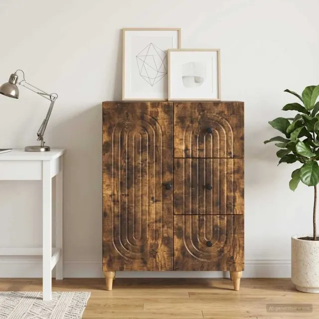vidaXL Dressoir Gerookt eiken 66 x 34,5 x 90 cm Bewerkt hout