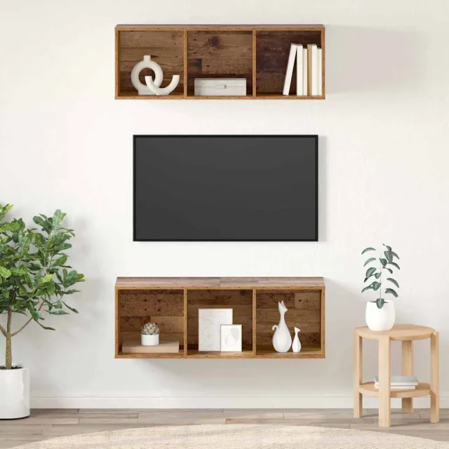 vidaXL Tv-meubelset 2 st 37 x 37 x 107 cm Oud Hout Bruin