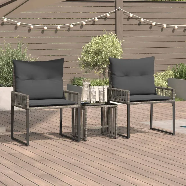 vidaXL Buitenmeubelset 7 st Grijs en Donkergrijs poly rattan