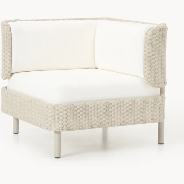 Westwing Collection Tuin hoekmodule Hani met beschermhoes Beige, Wit