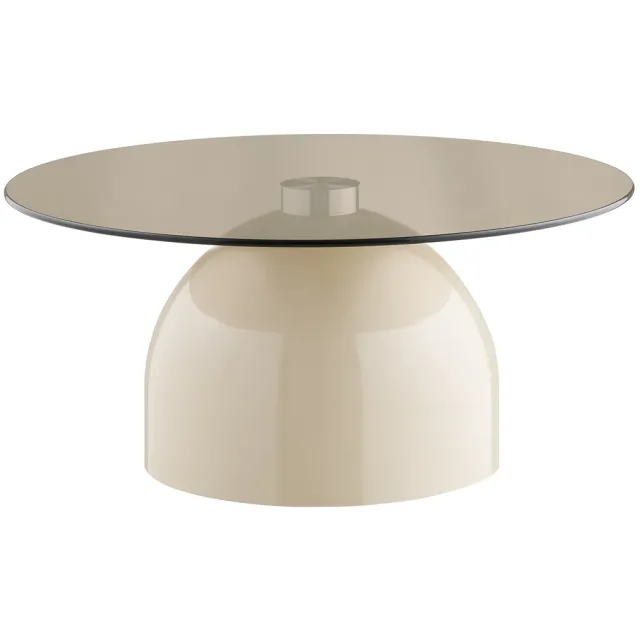 Artichok Raiza metalen salontafel beige met glazen blad - Ø70