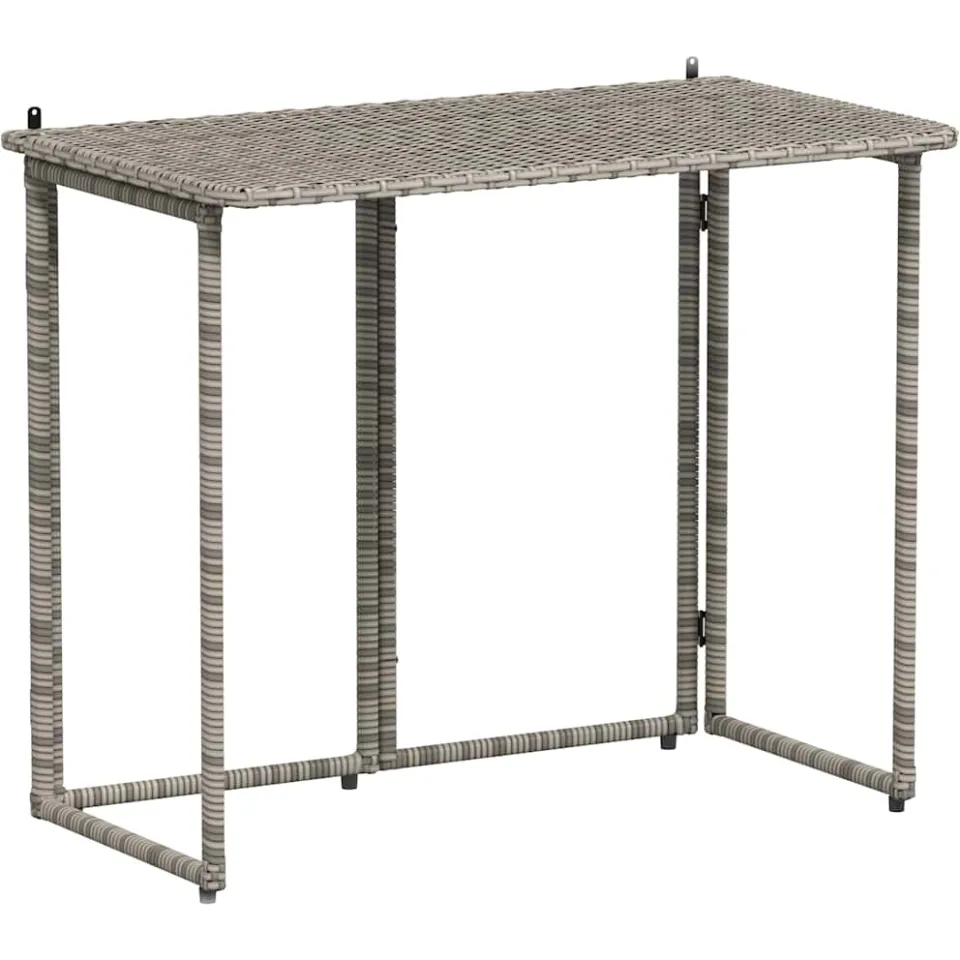 vidaXL Tuintafel inklapbaar 90x51x75 cm poly rattan grijs, foto 4