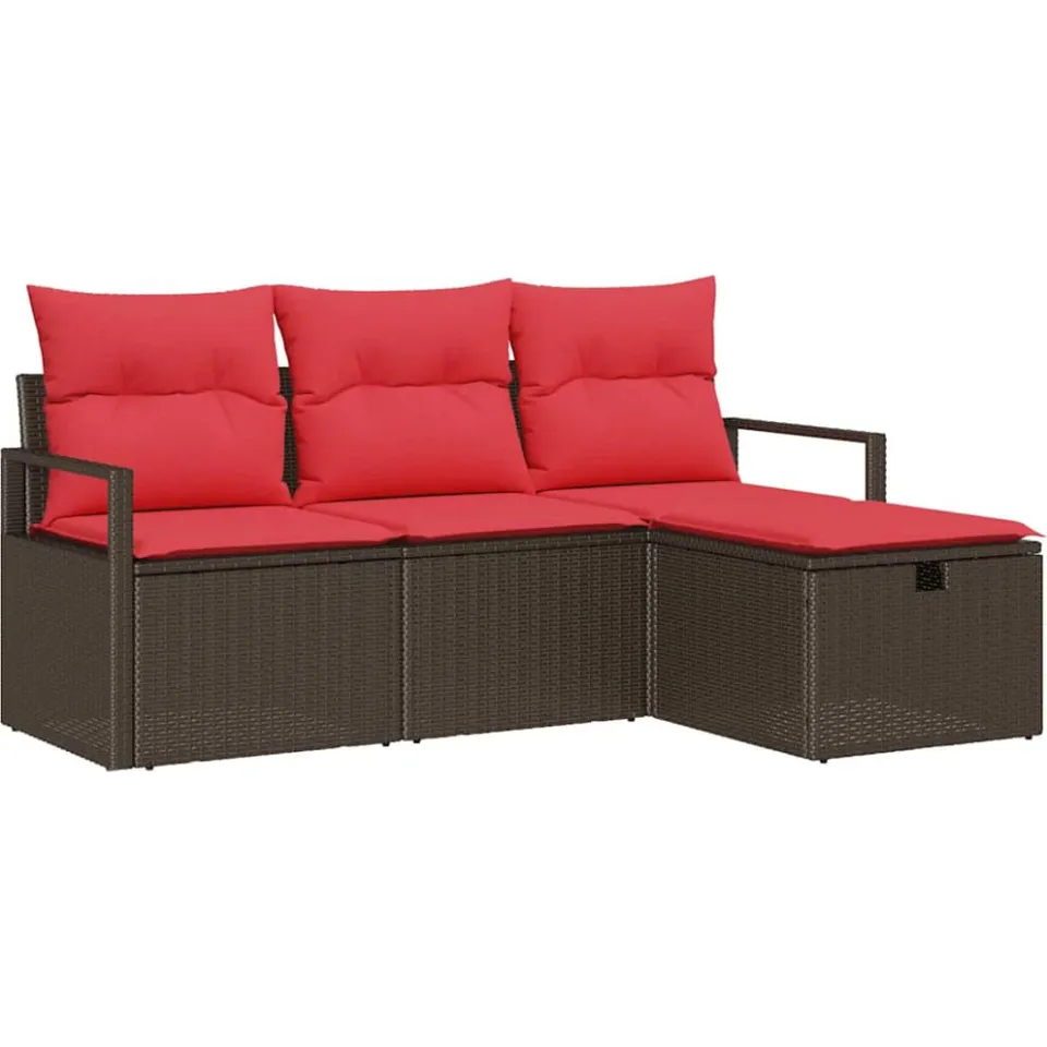 vidaXL Tuin Sofa Set 4 st Bruin poly rattan