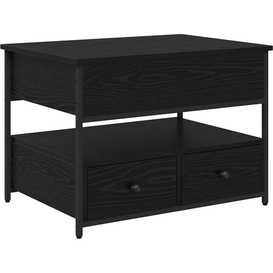 vidaXL Salontafel Zwart Eiken 70 x 50 x 54,5 cm Bewerkt hout