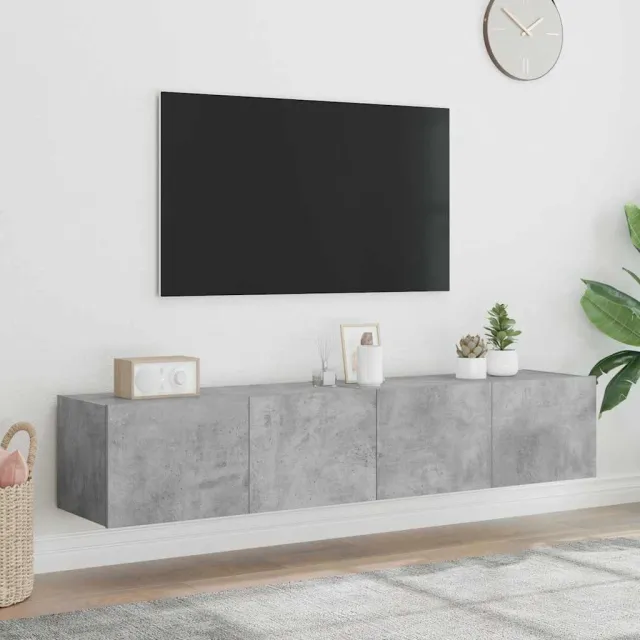 vidaXL Tv-wandmeubels met LED-verlichting 2 st 80x35x31 cm betongrijs grijs, foto 2