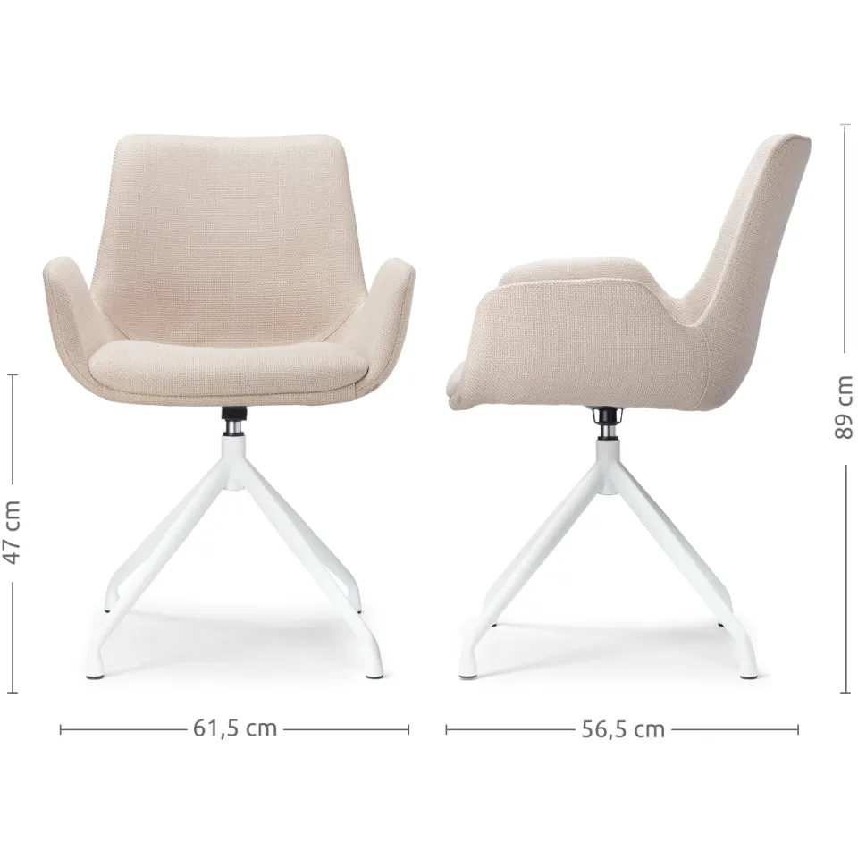 Nolon Nola-Eef draaibare eetkamerstoel beige - wit onderstel, foto 3