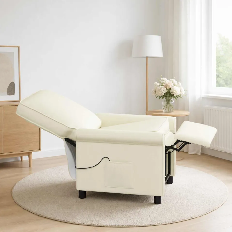 vidaXL Massage-relaxstoel Crèmekleurig 69 x 95 x 101 cm Stof, foto 4