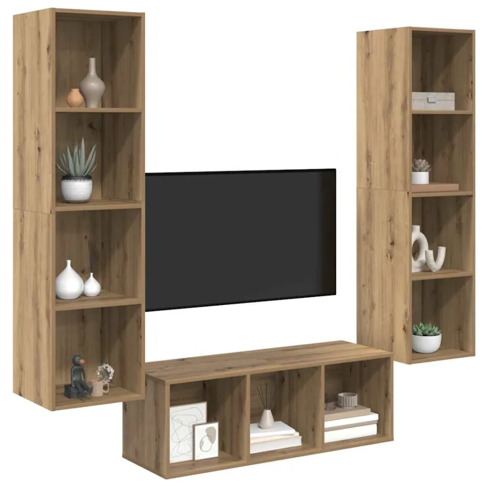 vidaXL Tv-meubelset 3 st 37 x 37 x 142,5 cm Artisan Eiken, foto 3