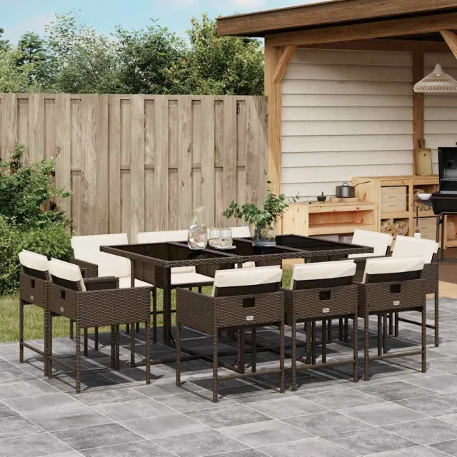 vidaXL 11-delige Tuinset met kussens poly rattan bruin, foto 2