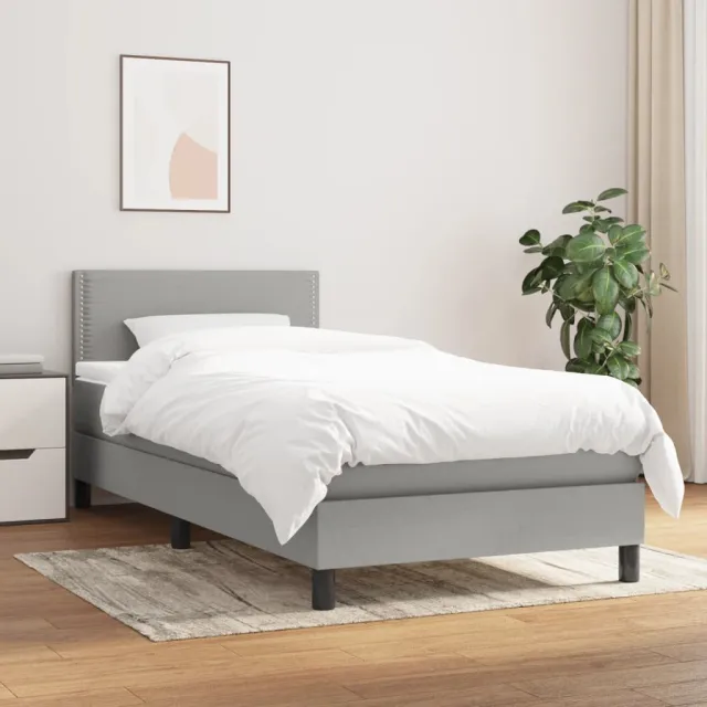 vidaXL Boxspring met matras stof lichtgrijs 90x190 cm grijs