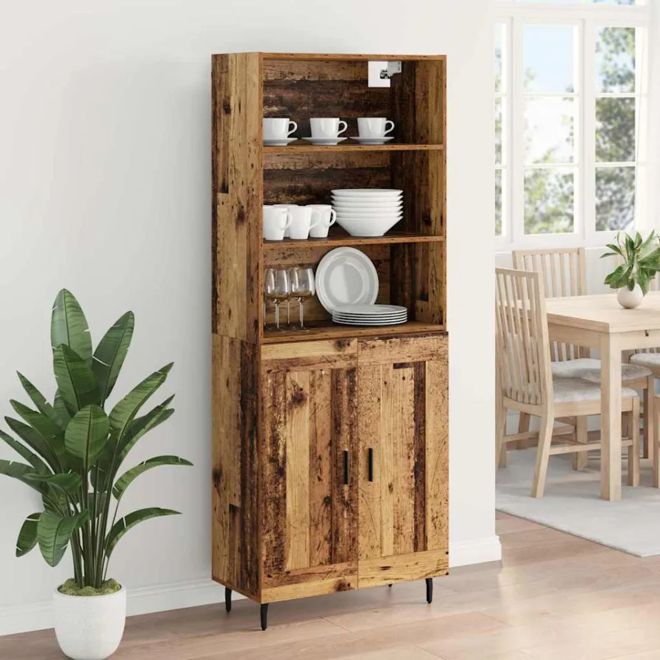 vidaXL Hoge kast 2 st Oud Hout 69,5 x 32,5 x 180 cm Bewerkt hout bruin, foto 4