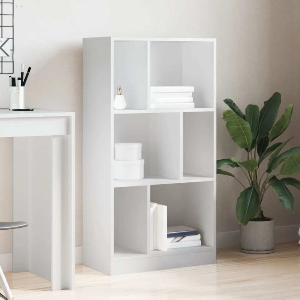 vidaXL Boekenkast 57x28,5x107,5 cm bewerkt hout wit, foto 3