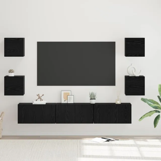 vidaXL Tv-meubelset 7 st 60 x 30 x 30 cm Zwart Eiken