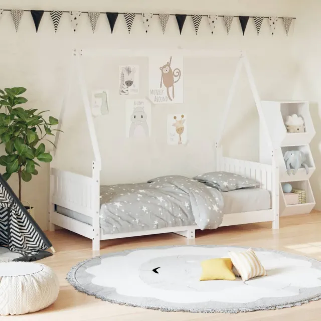 vidaXL Kinderbedframe 80x160 cm massief grenenhout wit, foto 2