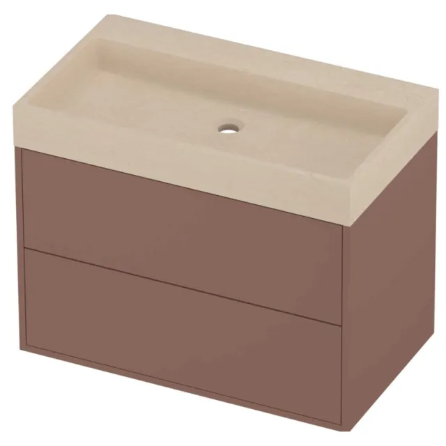 Proline Evoli Badmeubelset Hardsteen Loft 2 Laden 80x46x62 cm Sand Stone Beauty Blush Rosé Goud