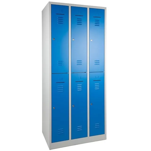 WRC 2 stuks - Lockerkast WRC 6 - Grijs/Blauw - Cilindersloten (3x2; 6-deurs)
