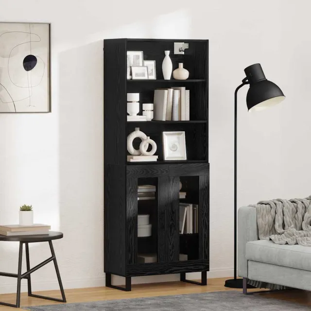 vidaXL Hoge kast 2 st Zwart Eiken 69,5 x 34 x 180 cm, foto 2