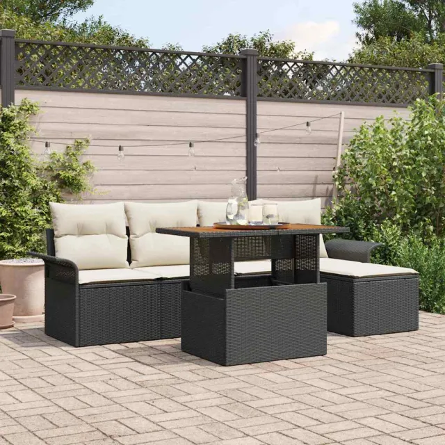 vidaXL Tuin Sofa Set 6 st Zwart Poly riet, foto 2