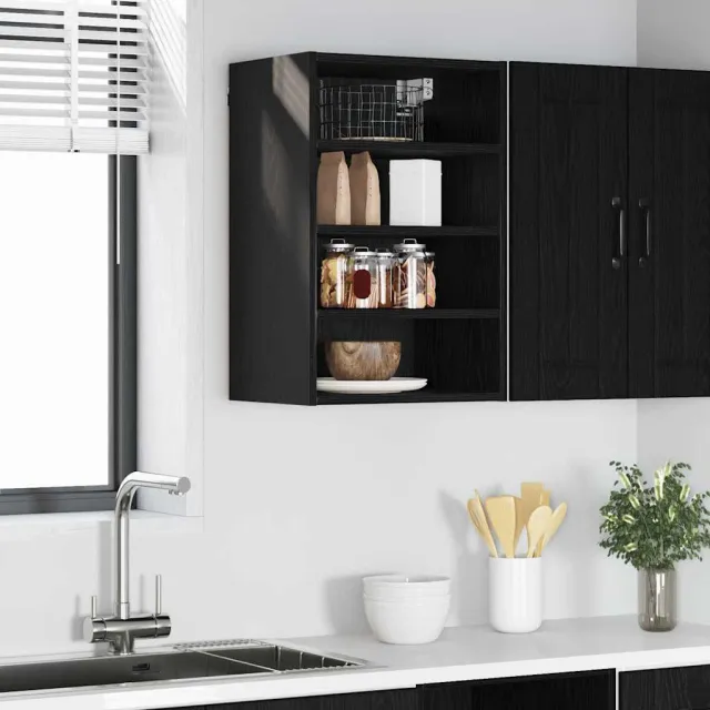 vidaXL Hangkast Zwart eiken 40 x 29,5 x 60 cm Bewerkt hout