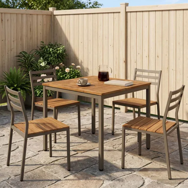 vidaXL Tuindiner tafel NAARDEN Natuurlijk en Koffie 80 x 80,5 x 75 cm bruin, foto 2