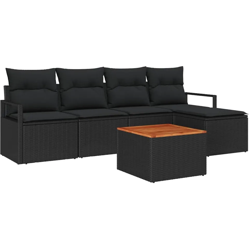 vidaXL Tuinbankenset 6 st Zwart poly rattan
