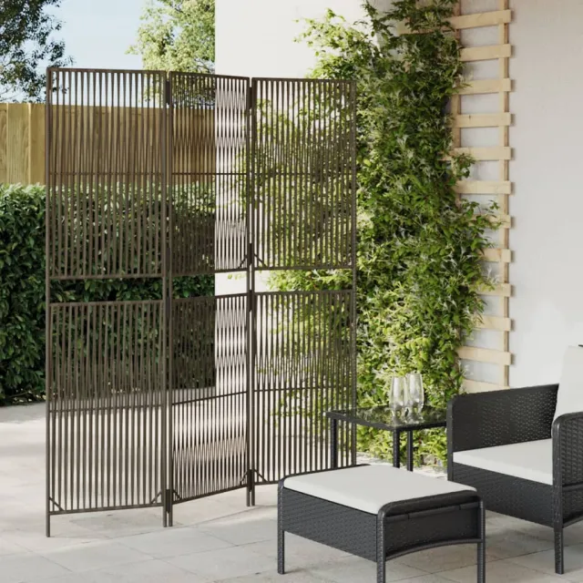vidaXL Kamerscherm 3 panelen poly rattan grijs, foto 2