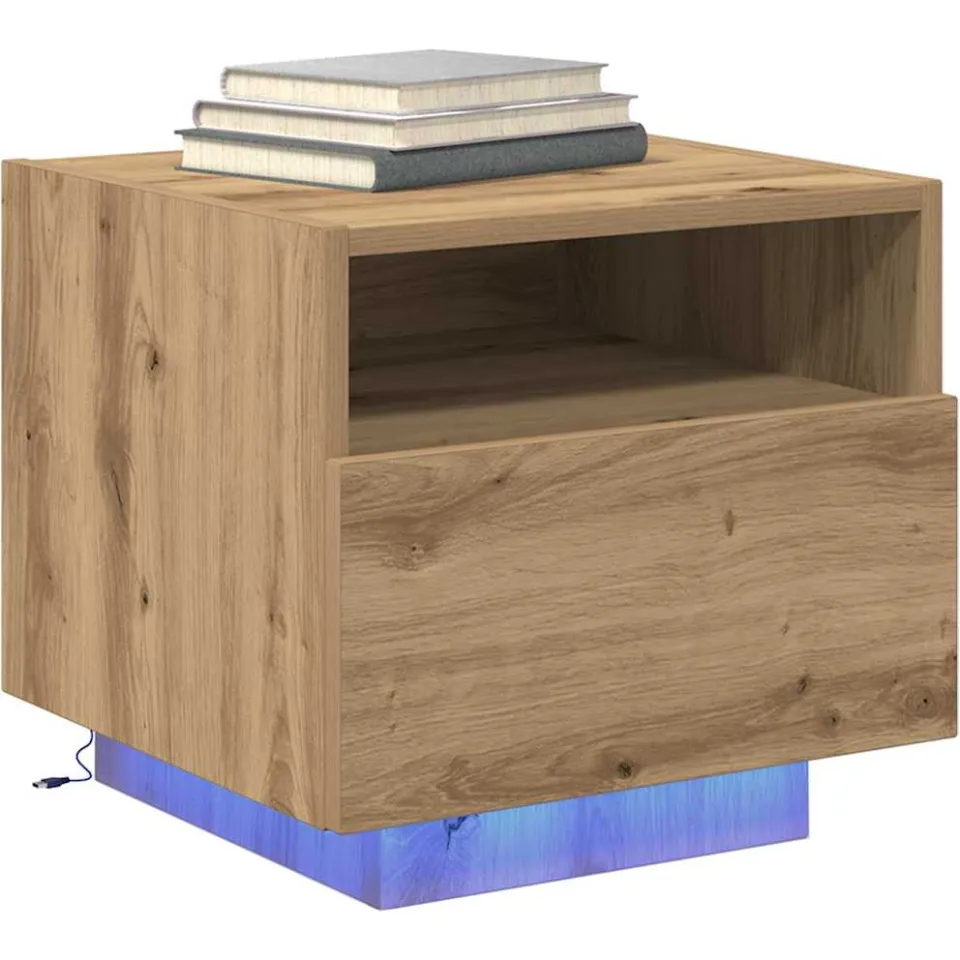vidaXL Nachtkastje Artisan Eiken 40 x 39 x 37 cm Bewerkt hout