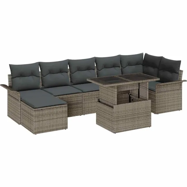 vidaXL Tuin Sofa Set 8 st Grijs [Synthetisch]: Poly Rattan