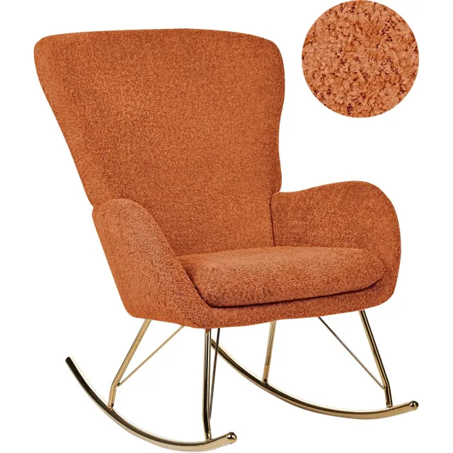 Beliani ANASET - Schommelstoel - Oranje - Bouclé