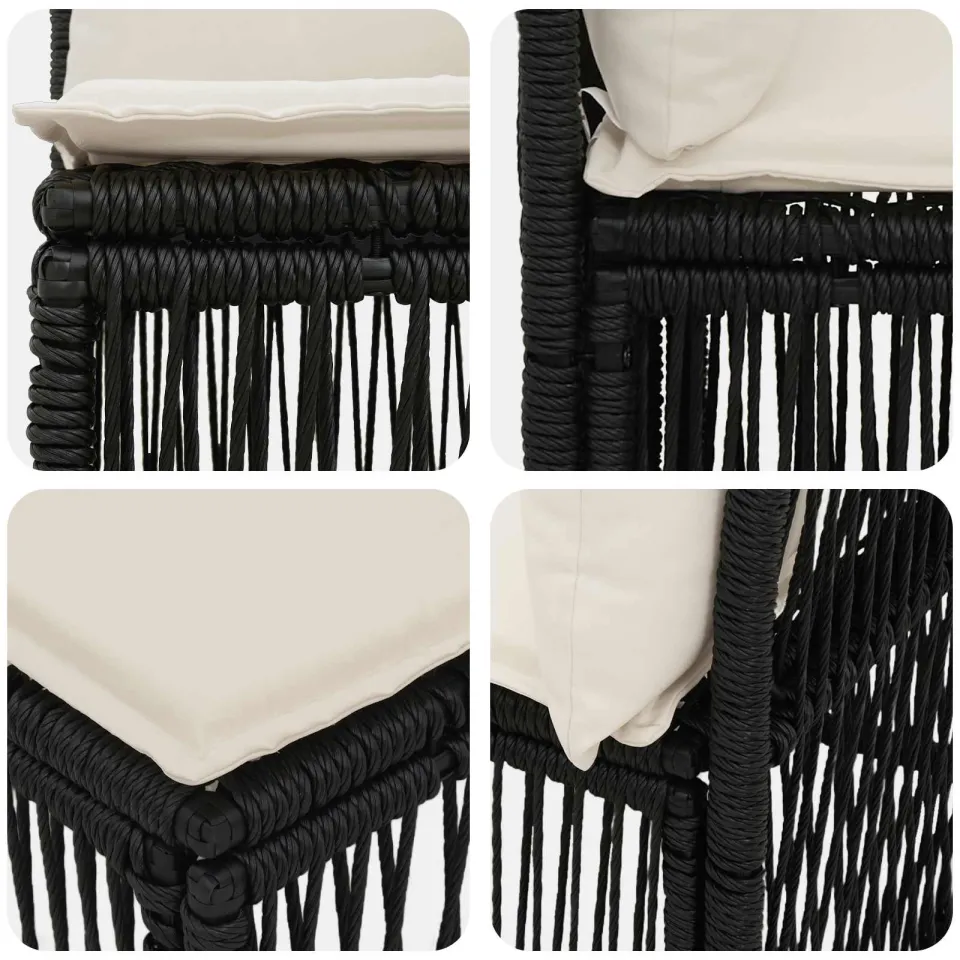 vidaXL Tuinbankenset 8 st 8-zits Zwart poly rattan, foto 4