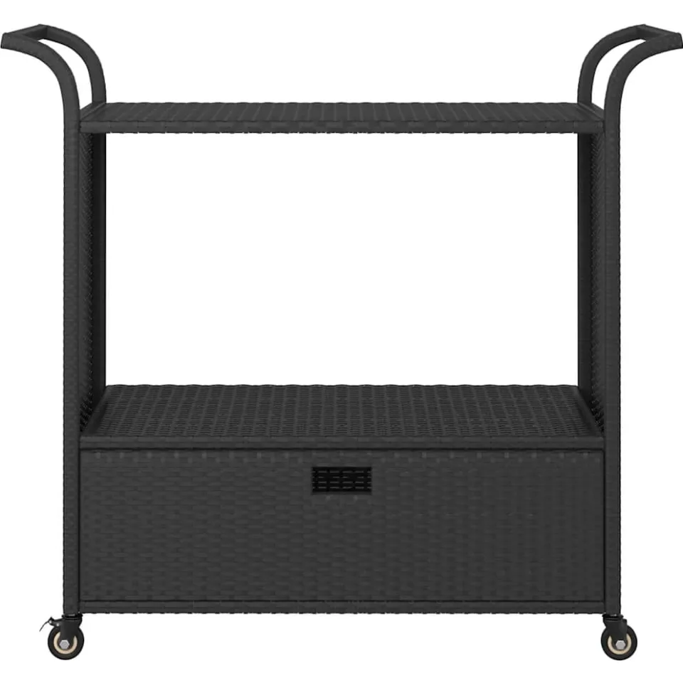 vidaXL Serveerwagen met lade 100x45x97 cm poly rattan zwart