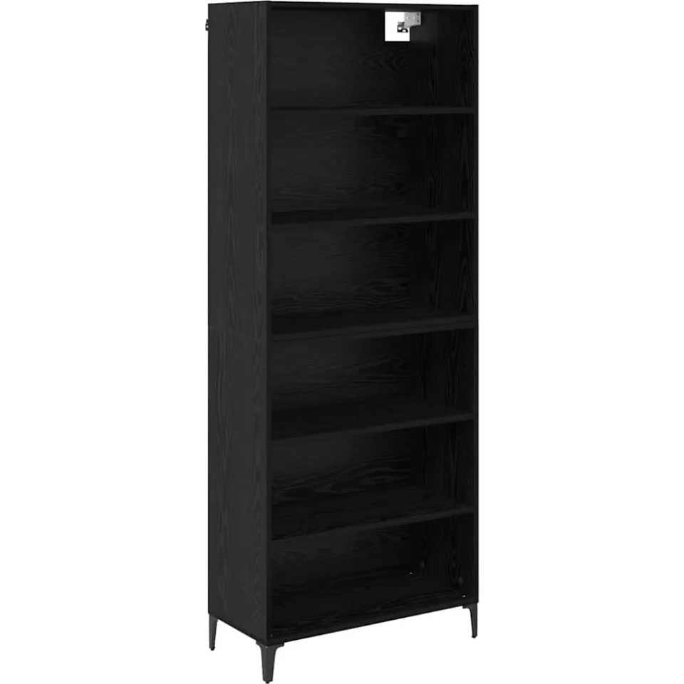 vidaXL Hoge kast Zwart Eiken 69,5 x 34 x 180 cm Bewerkt hout, foto 3