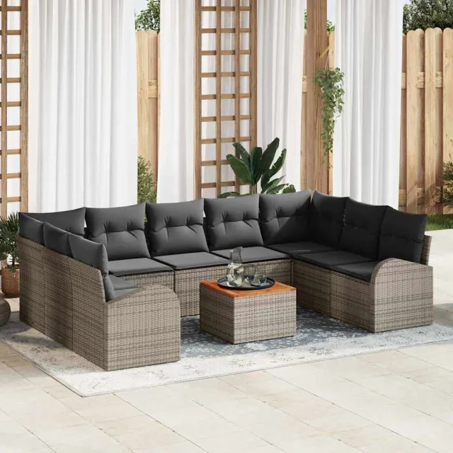 vidaXL Tuinbankenset 10 st Grijs poly rattan