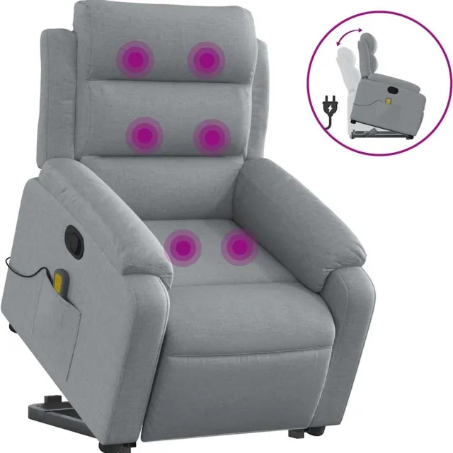vidaXL Sta-op-massagestoel - verstelbaar - stof - lichtgrijs