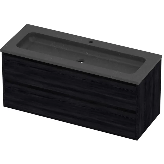 Proline Rollo Badmeubelset Hardsteen Elegant 1 Gat 2 Laden 120x46x54 cm Blue Stone Black Oak
